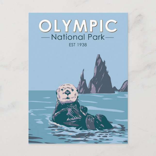 Olympic National Park Sea Otter Vintage Postcard (Front)