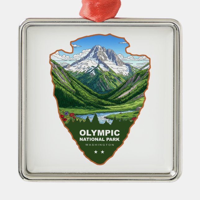 Olympic National Park Washington Arrowhead Metal Ornament (Front)