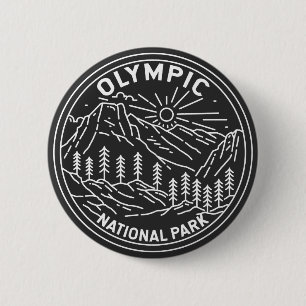 Olympic National Park Washington Monoline  6 Cm Round Badge