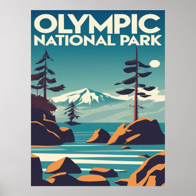 Olympic National Park Washington Rocky Beach Poster (Front)