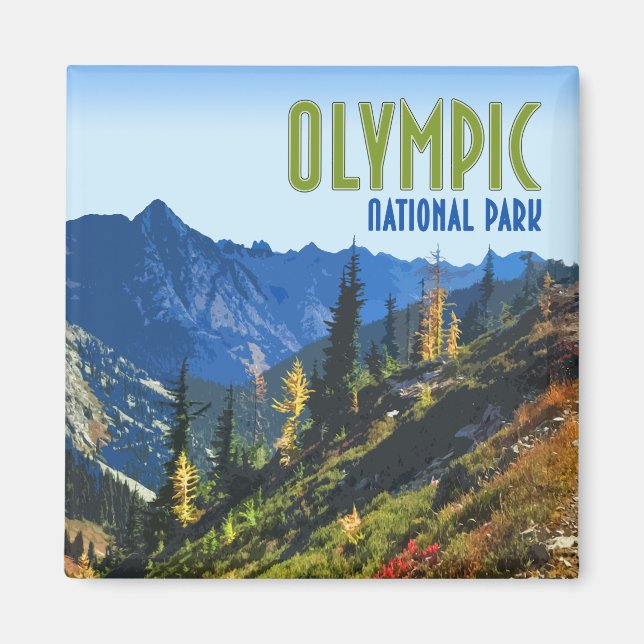Olympic National Park Washington State Vintage Magnet (Front)