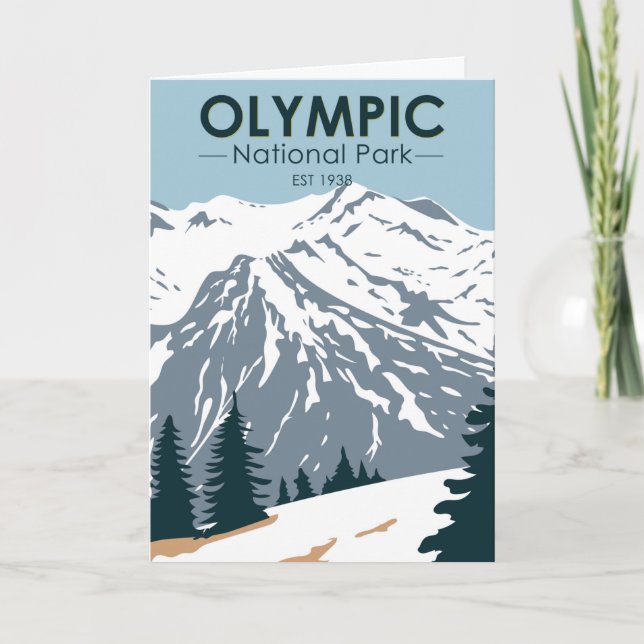 Olympic National Park Washington Vintage Card (Front)