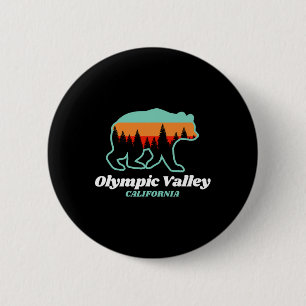 Olympic Valley California Skiing Snowboarding Bear 6 Cm Round Badge