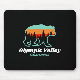 Olympic Valley California Skiing Snowboarding Bear Mouse Pad