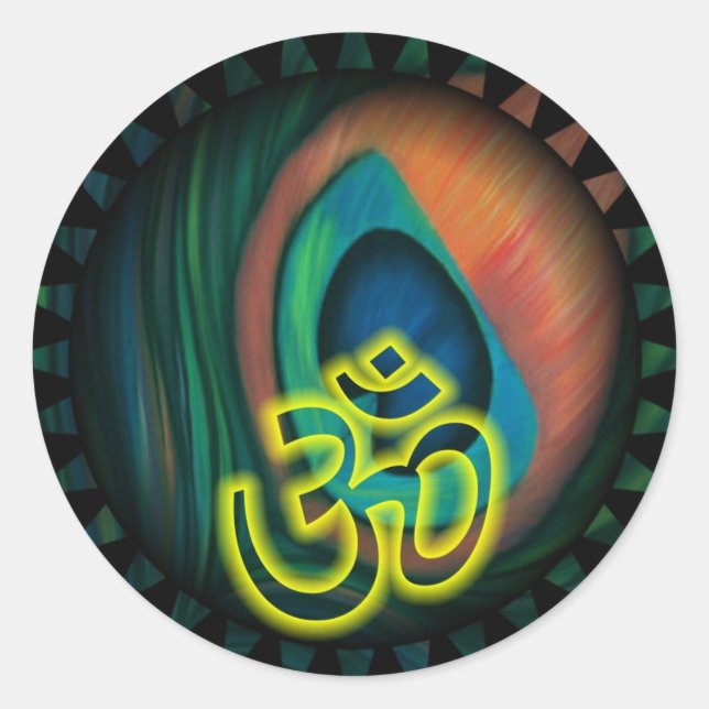 Om 3 classic round sticker (Front)