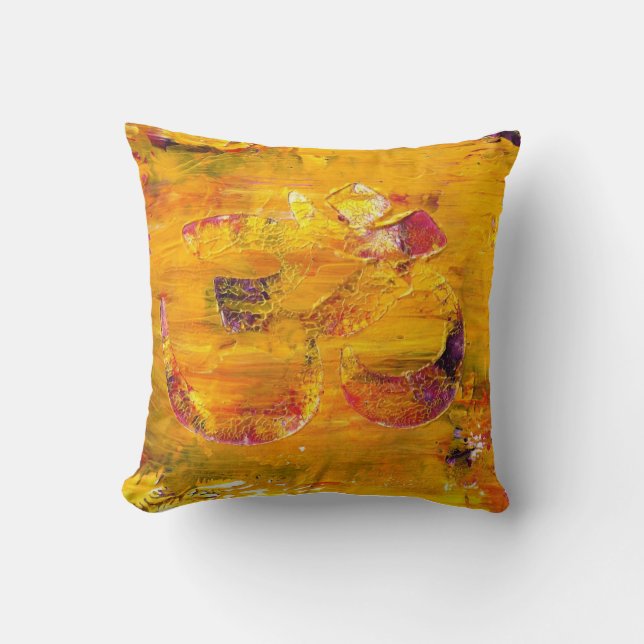 OM Abstract Painted Throw Pillow (Front)