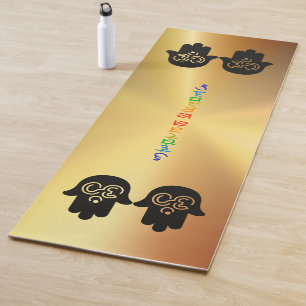 Om All the Lights   Golden, Personalised Yoga Mat