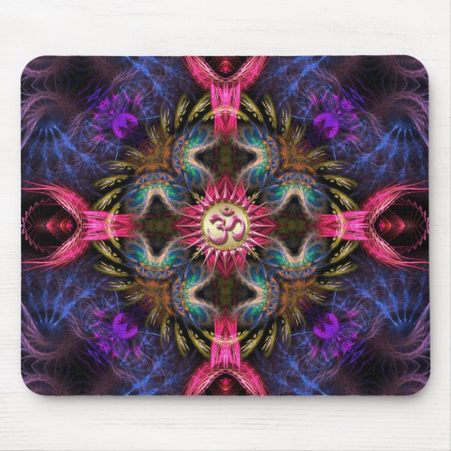 Om Angels Fractal New Age Art  Mouse Pad (Front)