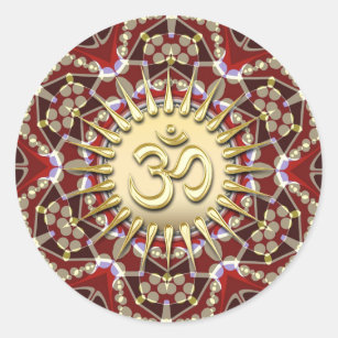 OM AUM Earthy Gold Mandala Meditation Yoga Sticker