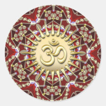 OM AUM Earthy Gold Mandala Meditation Yoga Sticker