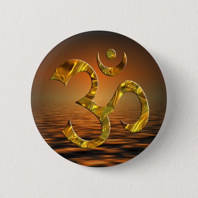 OM / AUM - GOLD 6 CM ROUND BADGE (Front)