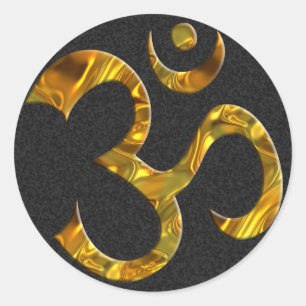OM / AUM - GOLD black splatter Classic Round Sticker