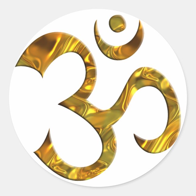 OM / AUM - GOLD CLASSIC ROUND STICKER (Front)