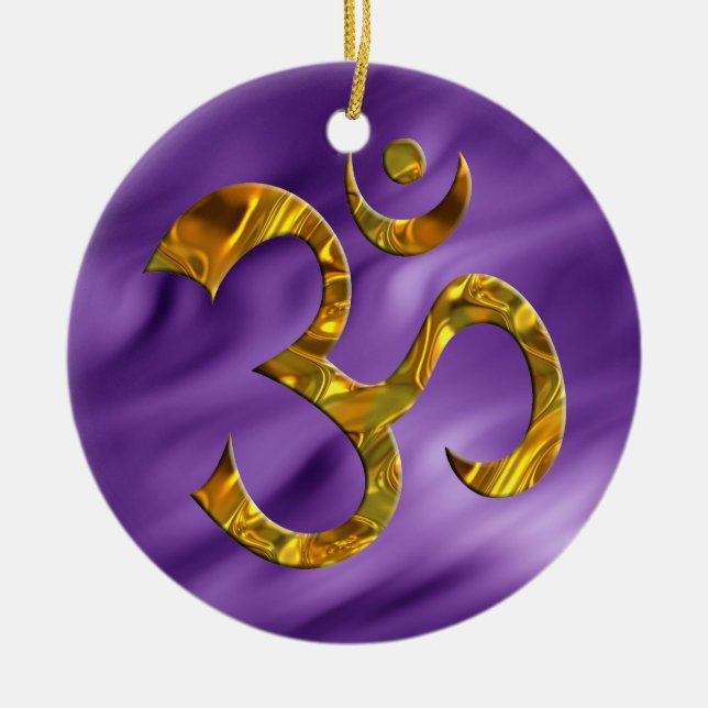 OM / AUM - GOLD | lila waves Ceramic Ornament (Front)