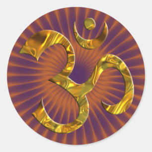 OM / AUM - GOLD orange shine Classic Round Sticker