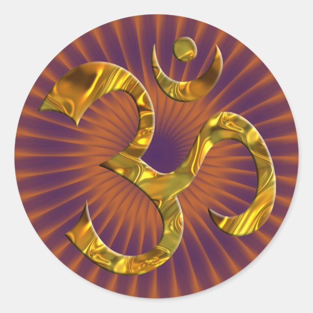 OM / AUM - GOLD | orange shine Classic Round Sticker (Front)