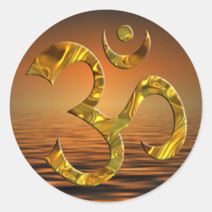 OM / AUM - GOLD sunset Classic Round Sticker