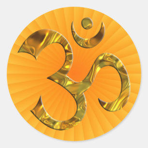 OM / AUM - GOLD   yellow shine Classic Round Sticker