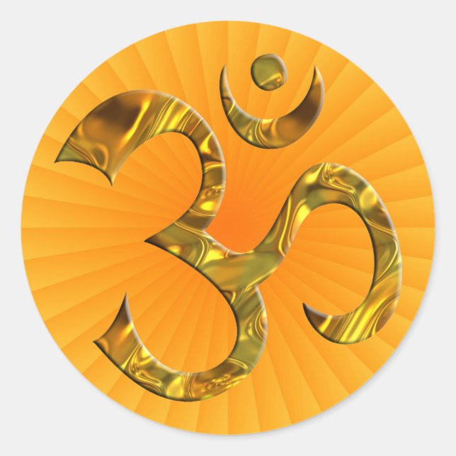 OM / AUM - GOLD | yellow shine Classic Round Sticker (Front)