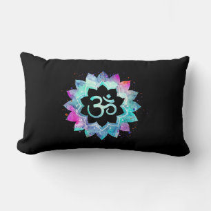 *~* Om Aum Lumbar Turquoise Blue Magenta black Cushion