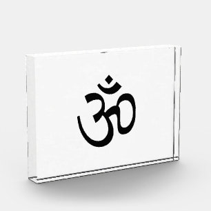 Om Aum outline Icon, Hinduism Symbol, black clear Photo Block