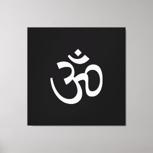 Om Aum outline Icon, Hinduism Symbol, black white  Canvas Print