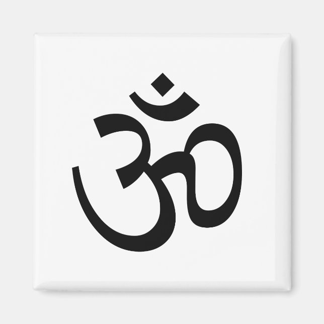 Om Aum outline Icon, Hinduism Symbol, black white Magnet (Front)