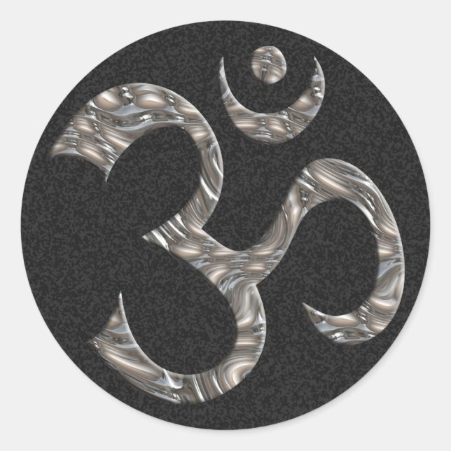OM / AUM - SILVER | black splatter Classic Round Sticker (Front)