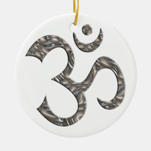 OM / AUM - SILVER & GOLD CERAMIC ORNAMENT