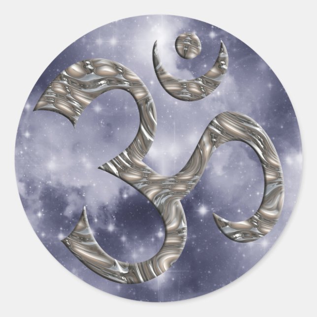 OM / AUM - SILVER | heaven Classic Round Sticker (Front)