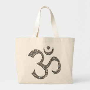 OM / AUM - SILVER LARGE TOTE BAG