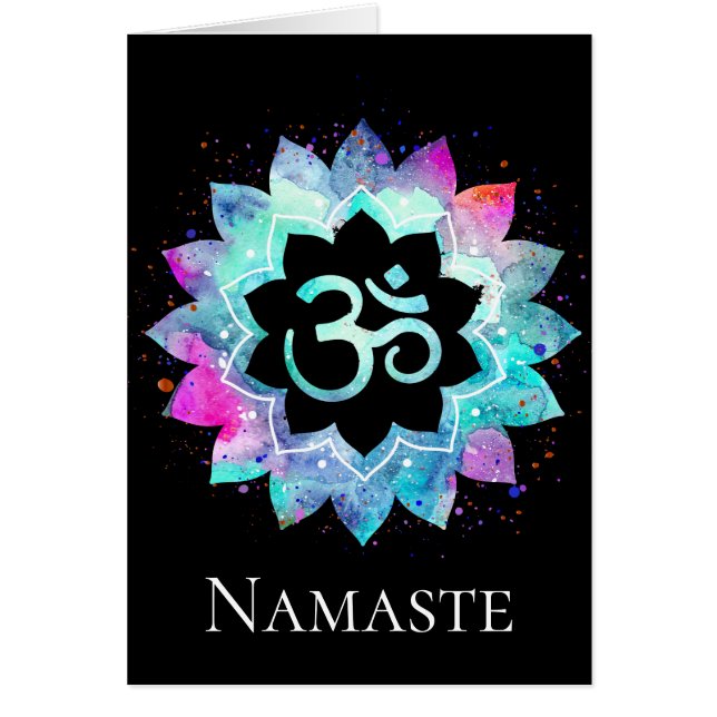 *~* OM AUM Symbol Watercolor  Lotus Mandala (Front)