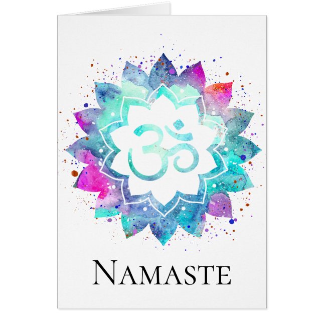 *~* OM AUM Symbol Watercolor  Lotus Mandala (Front)