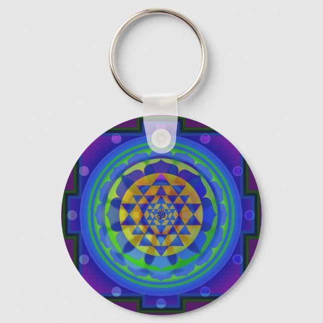 Om (AUM) Yantra mandala Key Ring (Front)
