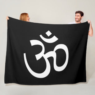 Om Black Pillow Fleece Blanket
