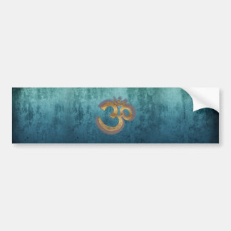 OM blue brass gold damask Asia Yoga Spiritualität Bumper Sticker