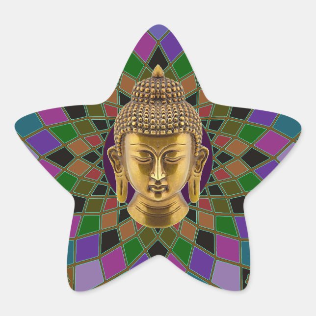 Om Buddha Mandala Star Sticker (Front)