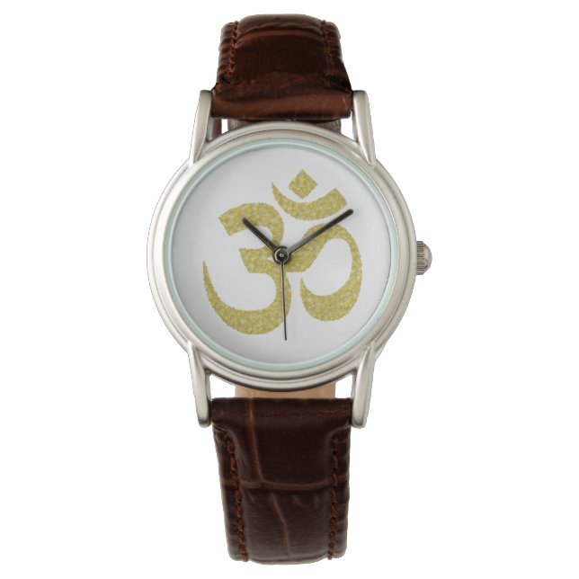 Om Buddhist Symbol Golden paste Watch 1 (Front)