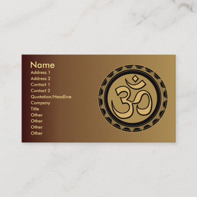 Om Business Cards Pick your background colour. (Front)