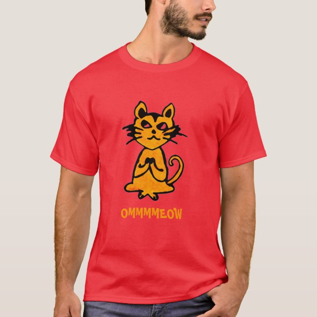 Om Cat - Funny Yoga T Shirt (men) (Front)