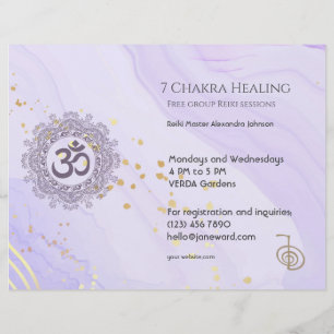 OM Chakra Energy Healer Reiki Purple Horizontal Flyer