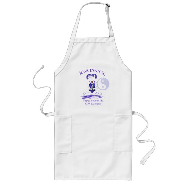 OM-Cooking!-Yoga Pose with Yin-Yang Sign Long Apron (Front)