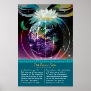 Om Cosmic Lotus Poster