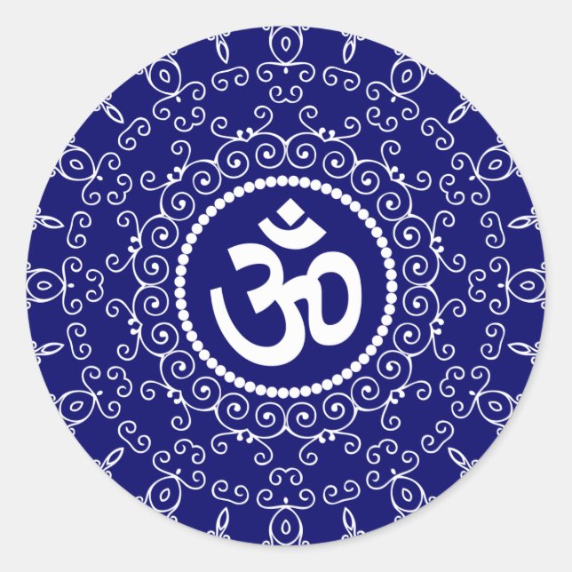 Om Design Classic Round Sticker (Front)
