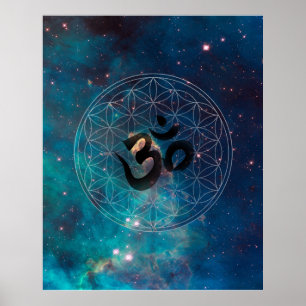 Om & Flower of Life Poster