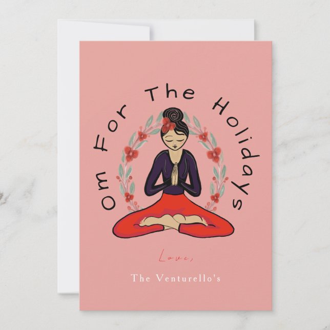 'Om For The Holidays' Family Yoga Holiday Card (Front)