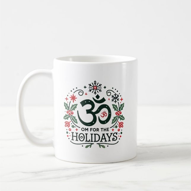 Om for the Holidays - Om Symbol Floral Coffee Mug (Left)