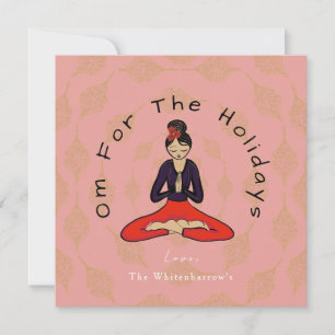 Om For The Holidays Yoga Lotus and Gold Swirl Card