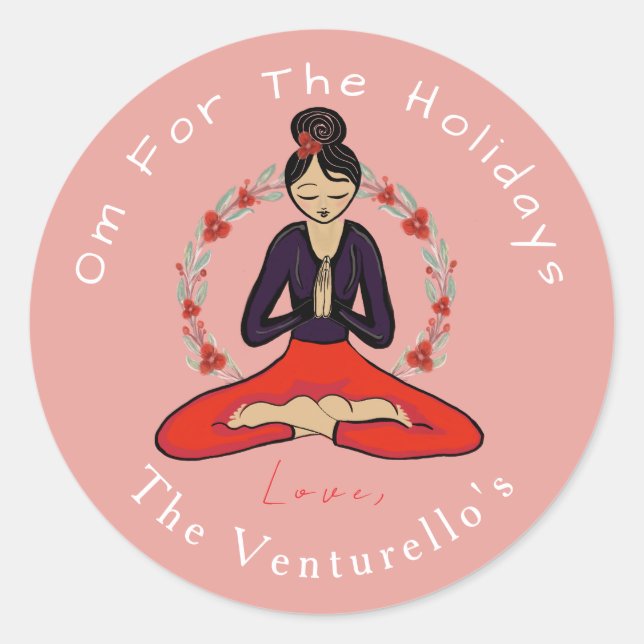 Om For The Holidays Yoga Sticker (Front)