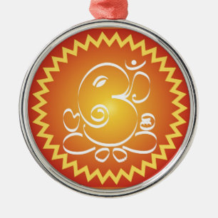 Om Ganesha with yellow star Metal Ornament